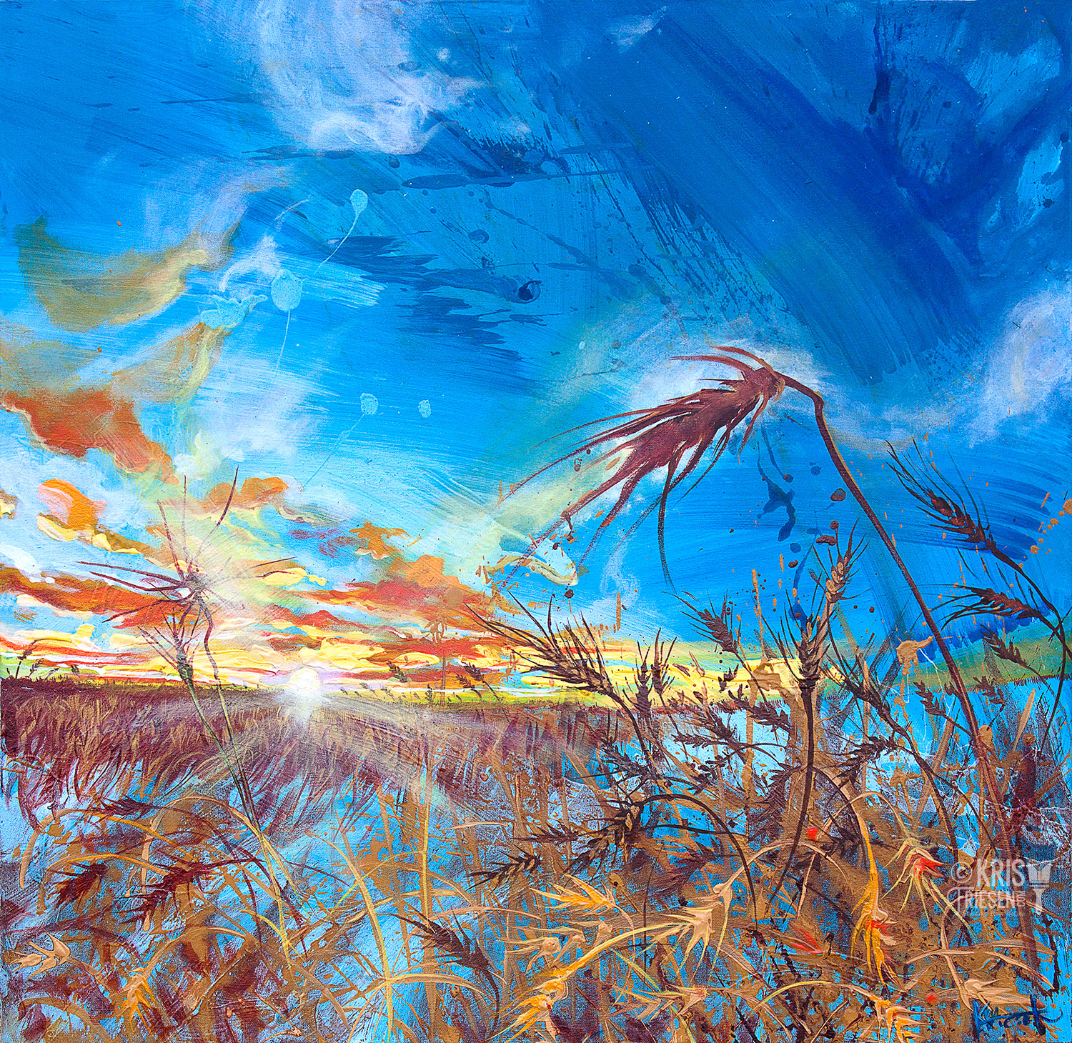 Prairie Brush Strokes Landscape Painting Kris Friesen Canadian Mural